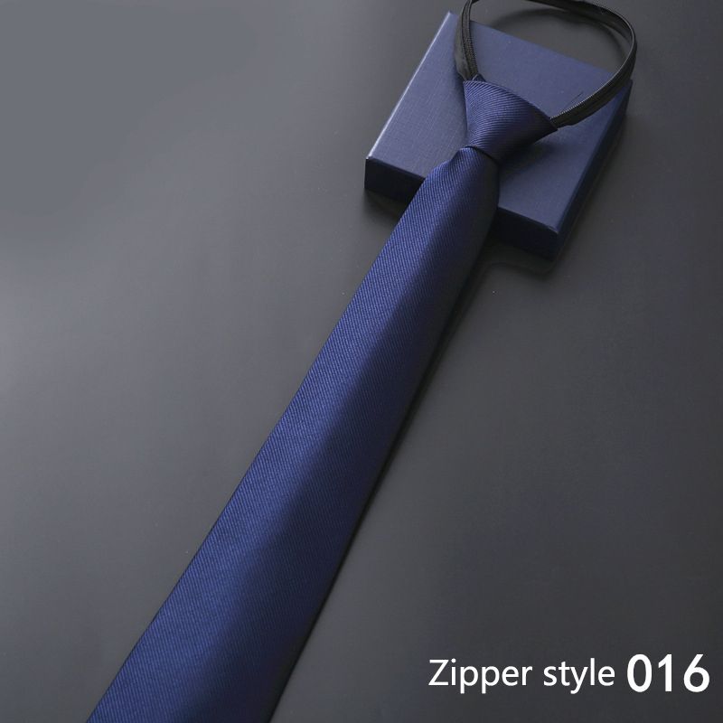 New men's business formal zipper tie, groom's wedding blue striped tie, Korean version black lazy tie, convenient and easy to wear, fashionable and casual office administrative knot free tie