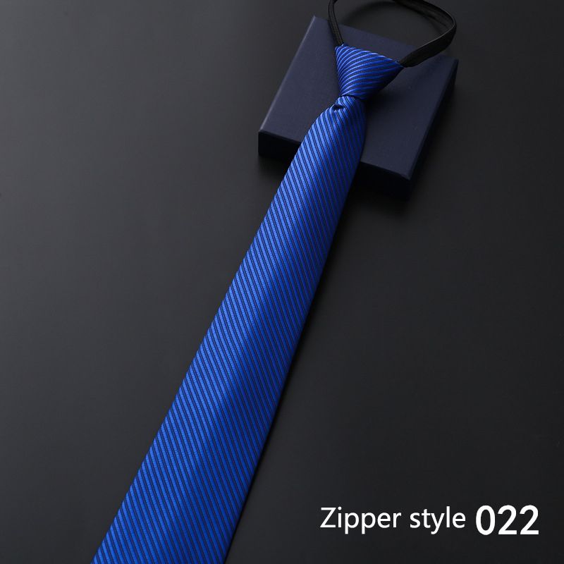 New men's business formal zipper tie, groom's wedding blue striped tie, Korean version black lazy tie, convenient and easy to wear, fashionable and casual office administrative knot free tie