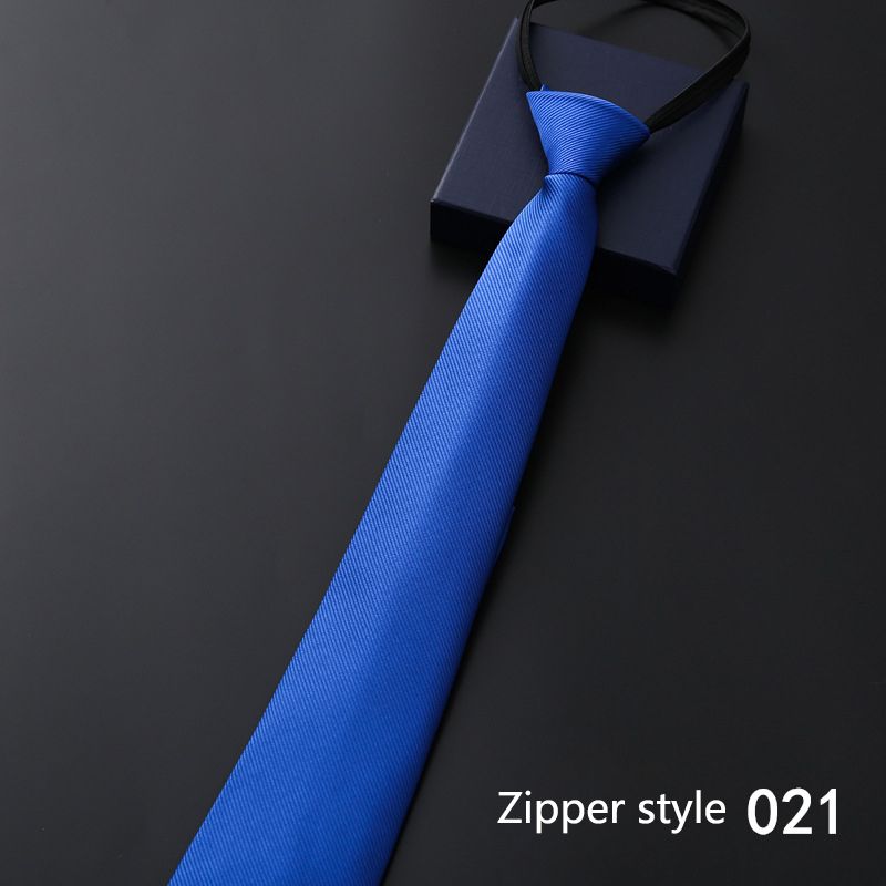 New men's business formal zipper tie, groom's wedding blue striped tie, Korean version black lazy tie, convenient and easy to wear, fashionable and casual office administrative knot free tie
