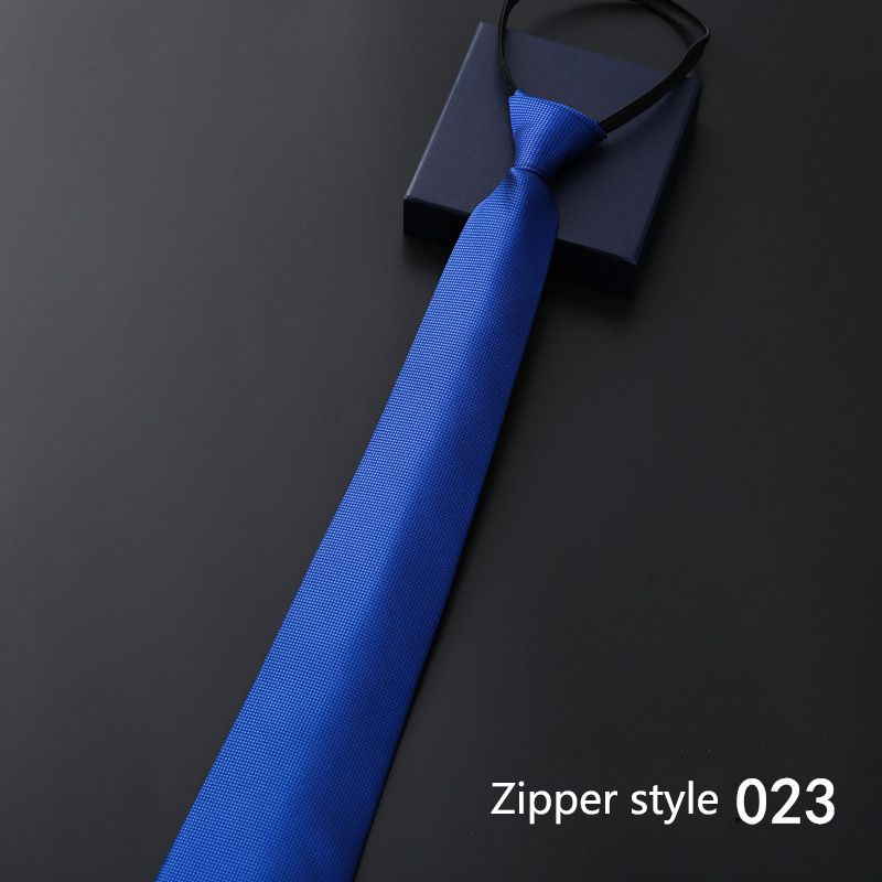 New men's business formal zipper tie, groom's wedding blue striped tie, Korean version black lazy tie, convenient and easy to wear, fashionable and casual office administrative knot free tie