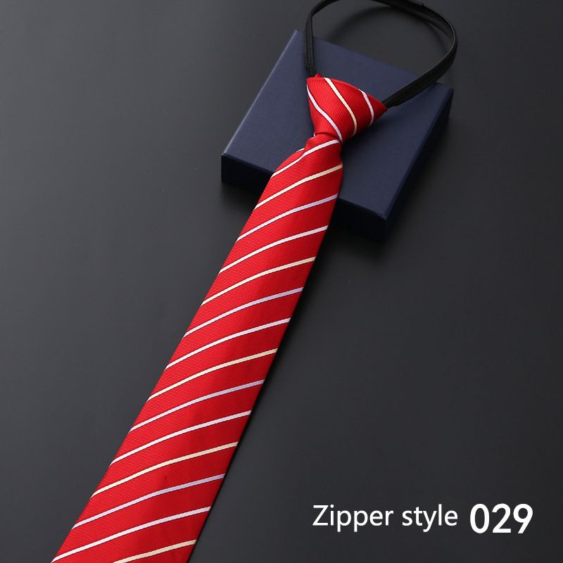 New men's business formal zipper tie, groom's wedding blue striped tie, Korean version black lazy tie, convenient and easy to wear, fashionable and casual office administrative knot free tie