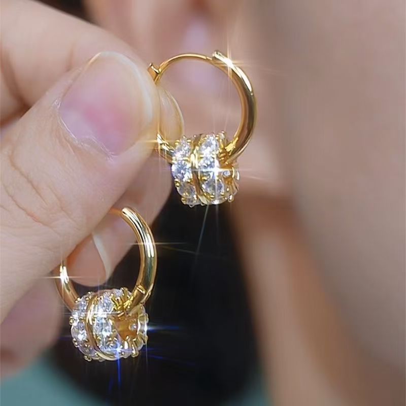 Silver Needle Exquisite Zircon Clover AB Double Wear Double sided Earrings Fashionable Atmosphere Versatile Daily New Ear Buckle