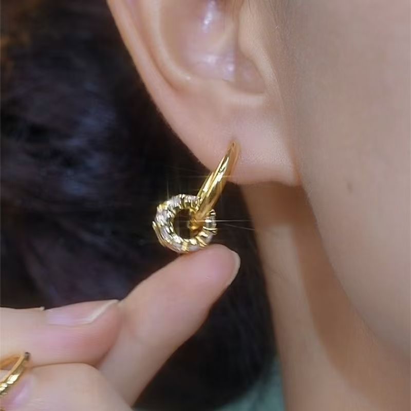 Silver Needle Exquisite Zircon Clover AB Double Wear Double sided Earrings Fashionable Atmosphere Versatile Daily New Ear Buckle