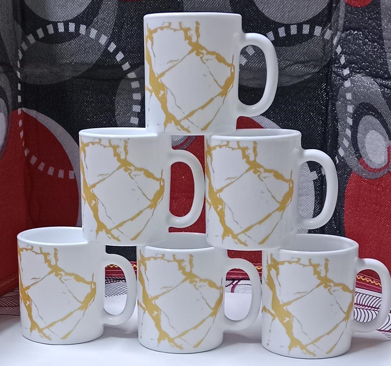 6 pc mug 32 cl ,Marble gold .Coated Ceramic Mugs for Coffee Tea, latte, Cappuccino Cocoa or DIY Gifts for valentines,weddings ,birthdays,graduations