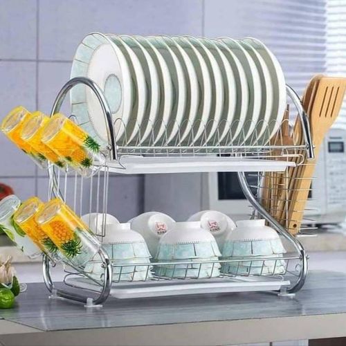 DISH RACK. Generic  2-layer Stainless Steel Dish Drainer/ Dishrack