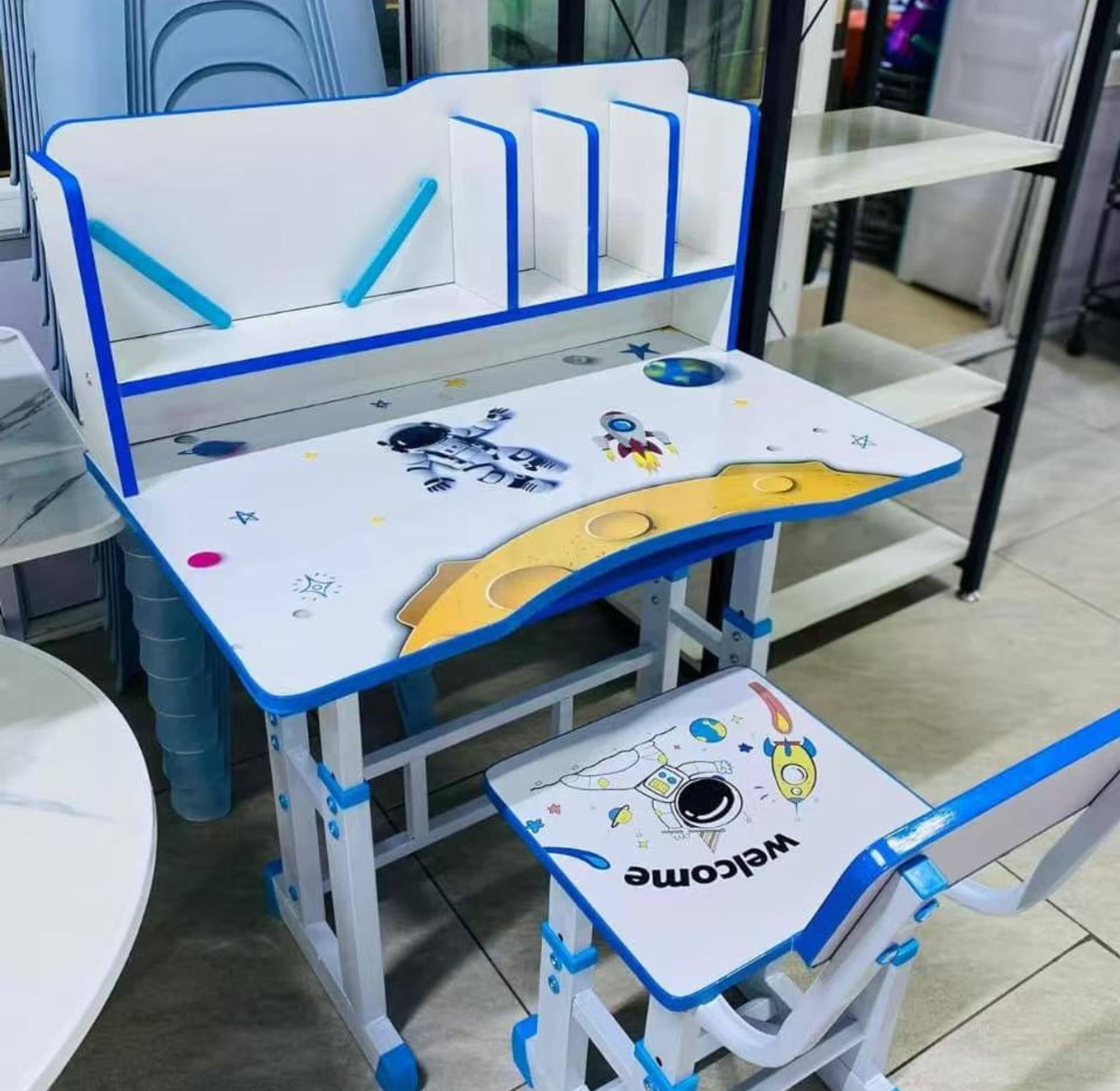Kids' Height Adjustable Study Desk and Chair Set. Adjustable For Age 4yrs To 12yrs