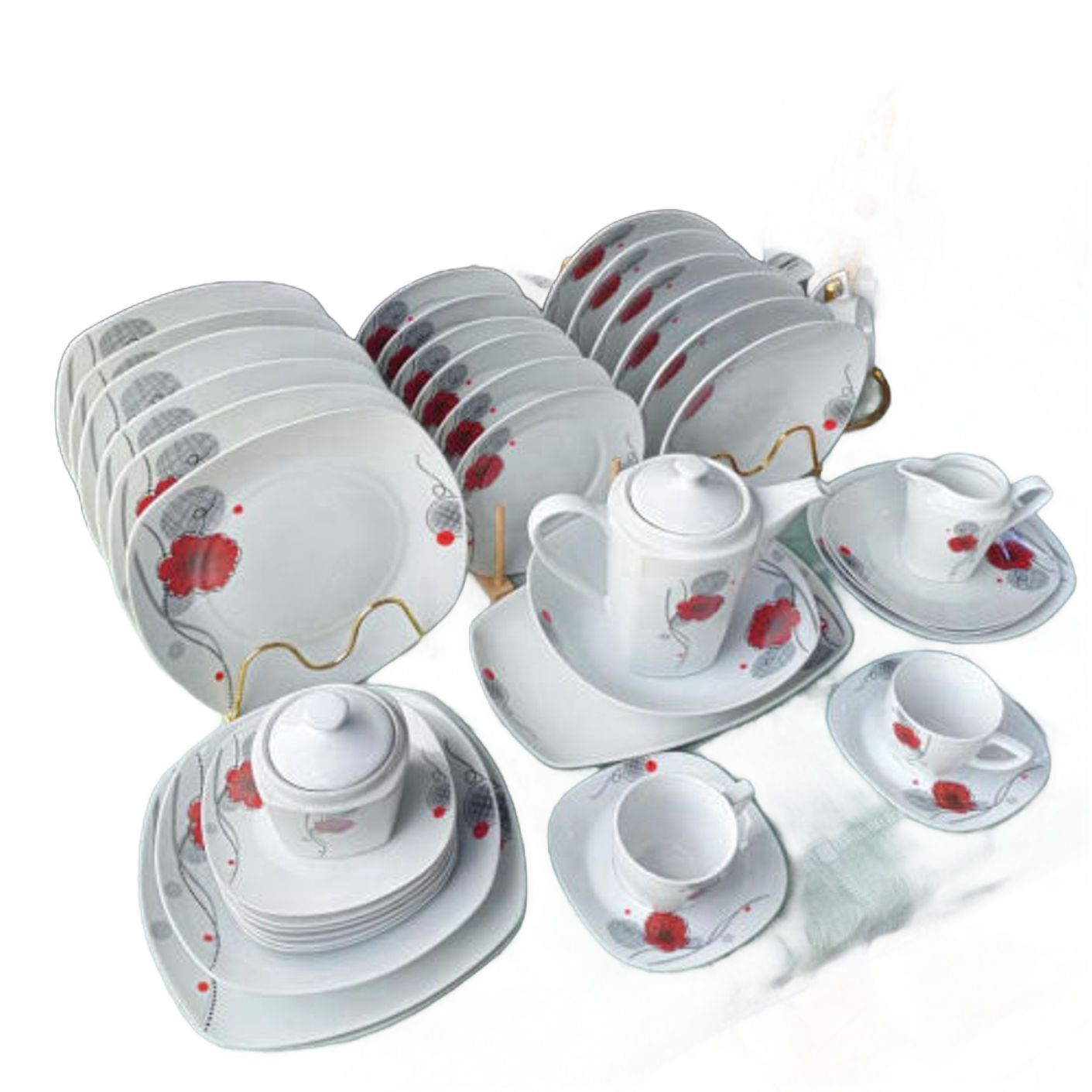47 piece dinner set plate with premium quality The modern kitchen needs the right kitchen utensils and appliances to create an inviting atmosphere.
They are simple and elegant with a high gloss finish