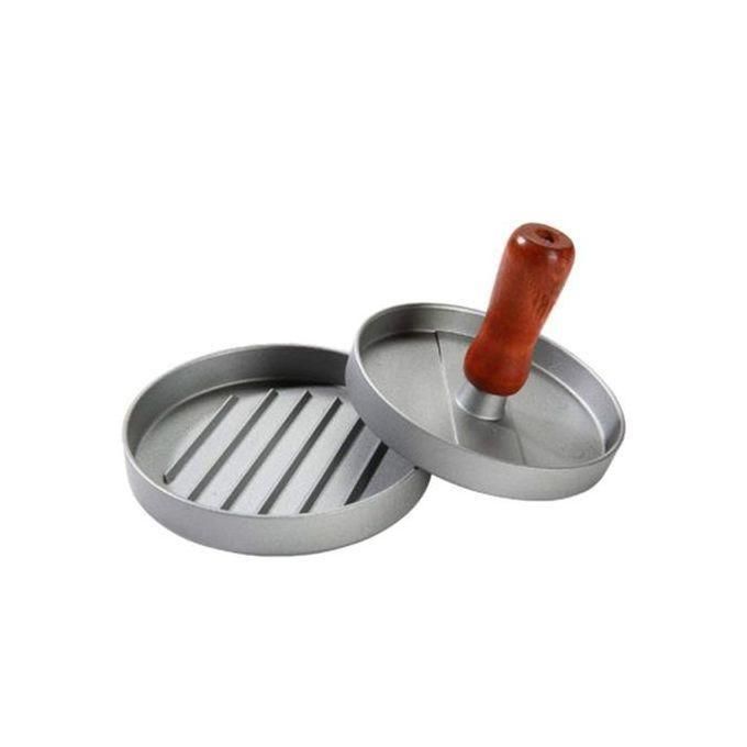 Non-Stick Burger Press - Easy Removal and Stacking, Easy Transfer to Grill or Freezer, Ideal for Beef, Turkey, Pork, and Burgers, Forms Crab Cakes and Appetizers, Nonstick Cast Aluminum with Wood Hand