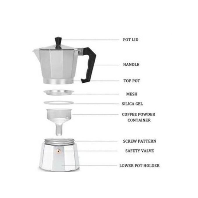 Aluminum Italian Coffee Maker Brewing Pot Moka Latte Expreso