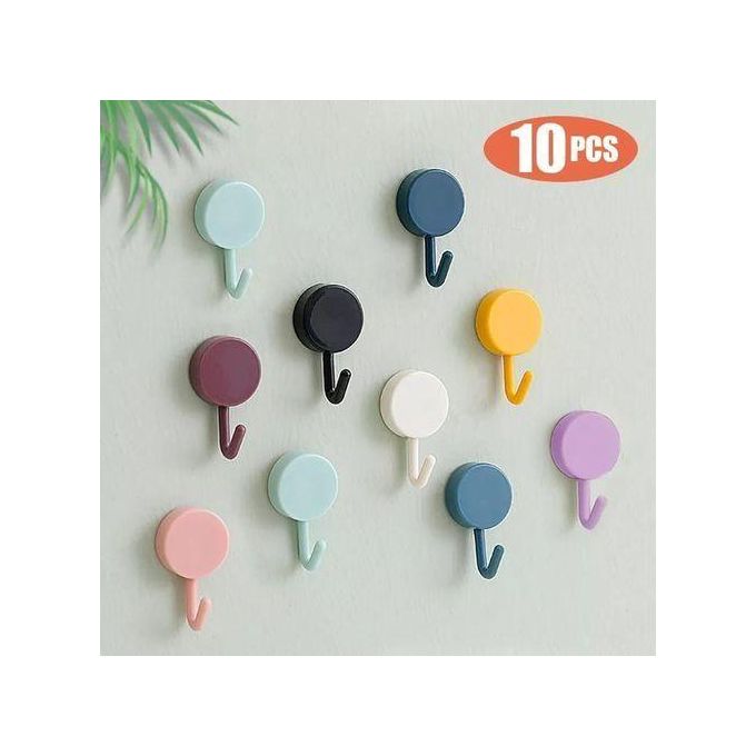 10 Pcs Solid Color Wall Hooks Decorative Clothes Wall Hook