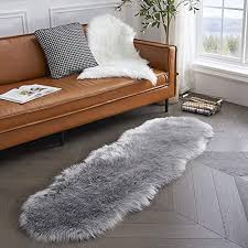 Fluffy faux fur dashboard/bedside mat-Rug Non-Slip Durable Faux Fur Sheepskin Style Rug Imitation Sheepskin Carpet for Living Room Bedroom Sofa