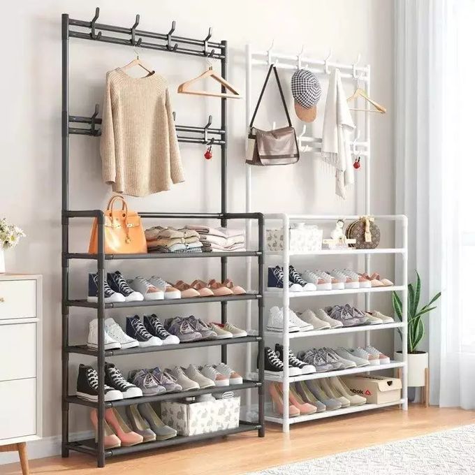 All-In-1 Shoe Rack/Coat Rack/Cap Scarf Bag Cloths Hanger  is both multi-functional and practical, as it provides a compact, space-saving solution for storing your footwear, and can be used to hold oth