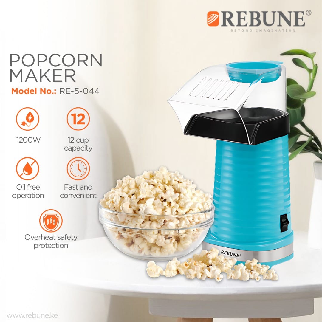 Electric Popcorn Maker Machine  This popcorn maker introduces a healthier option for the popcorn lover. The popcorn is made  by the circulations of hot air, rather than the traditional approach of coo