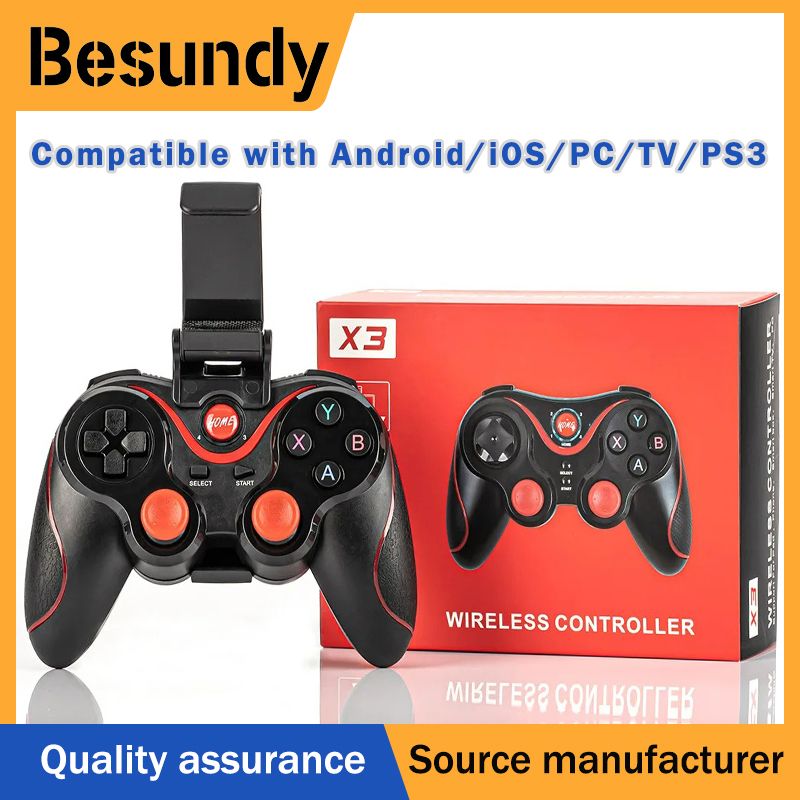 Gamepad X3 Game Controller Wireless Bluetooth Joystick PC Android Game Console Game Pad For Android IOS Phone PC Tablet TV Box Black with Holder,Wireless Gamepad Controller