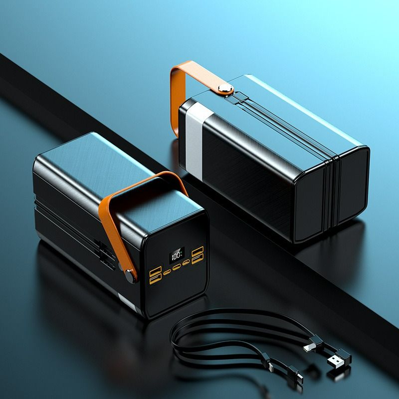 【Besundy】80000mAh Power Bank Portable PD 22.5w Fast Charge Power Banks With 2 Cable LED Camping Light With Handle LCD Display High Capacity Type-C Power Banks