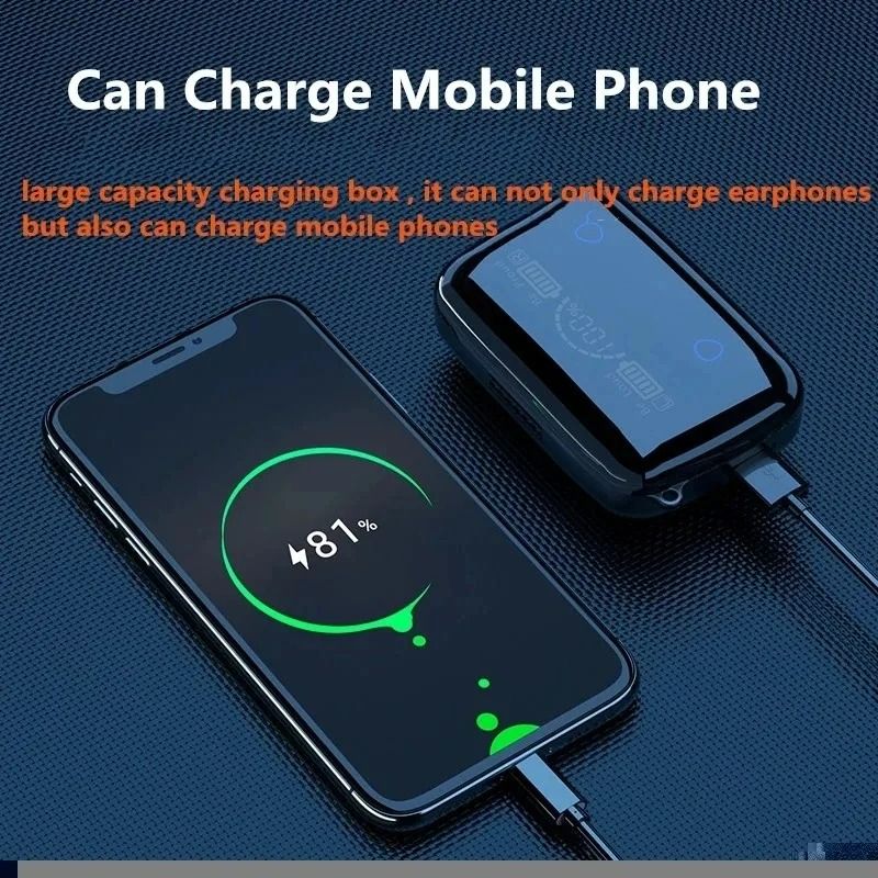 M19 Bluetooth Earpods With Light TWS Wireless LED Bluetooth Earphones Digital Display Touch Emergency Power Bank Noise-cancelling In-ear 9D Stereo