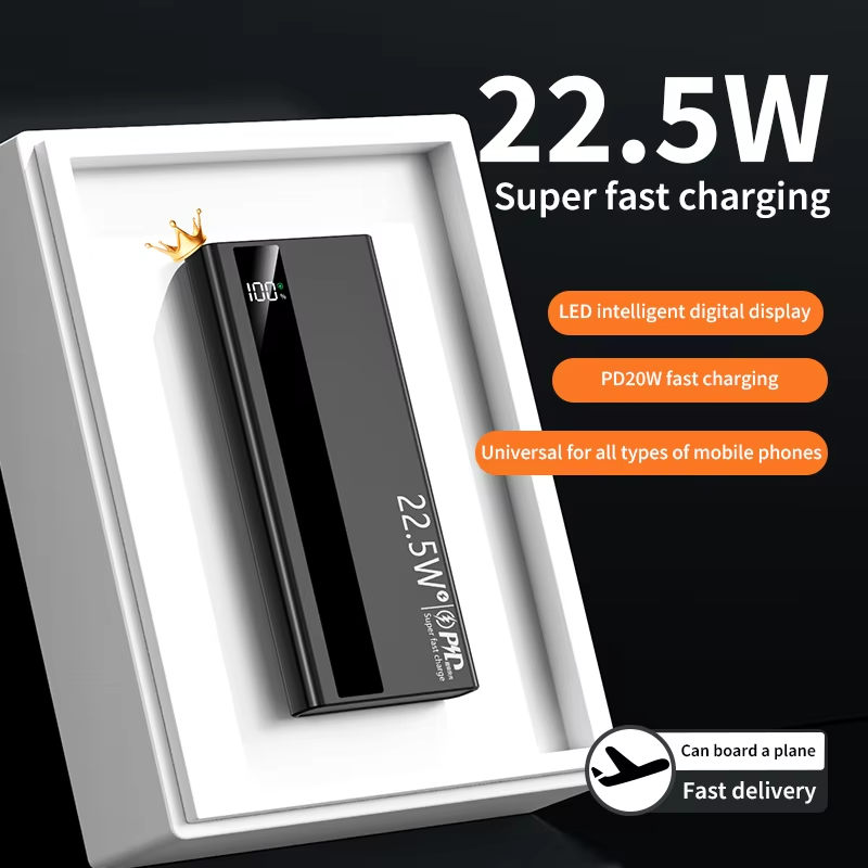 New 22.5W Super Fast Charge Power Bank 10000mAh Portable LED Digital Display Powerbank Type-C Dual USB Output Compatible with iPhone&Android