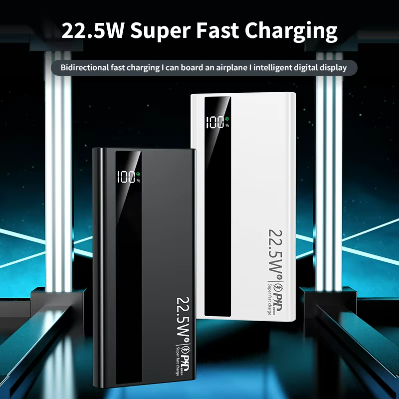 New 22.5W Super Fast Charge Power Bank 10000mAh Portable LED Digital Display Powerbank Type-C Dual USB Output Compatible with iPhone&Android