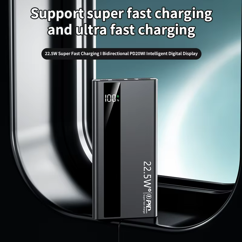 New 22.5W Super Fast Charge Power Bank 10000mAh Portable LED Digital Display Powerbank Type-C Dual USB Output Compatible with iPhone&Android