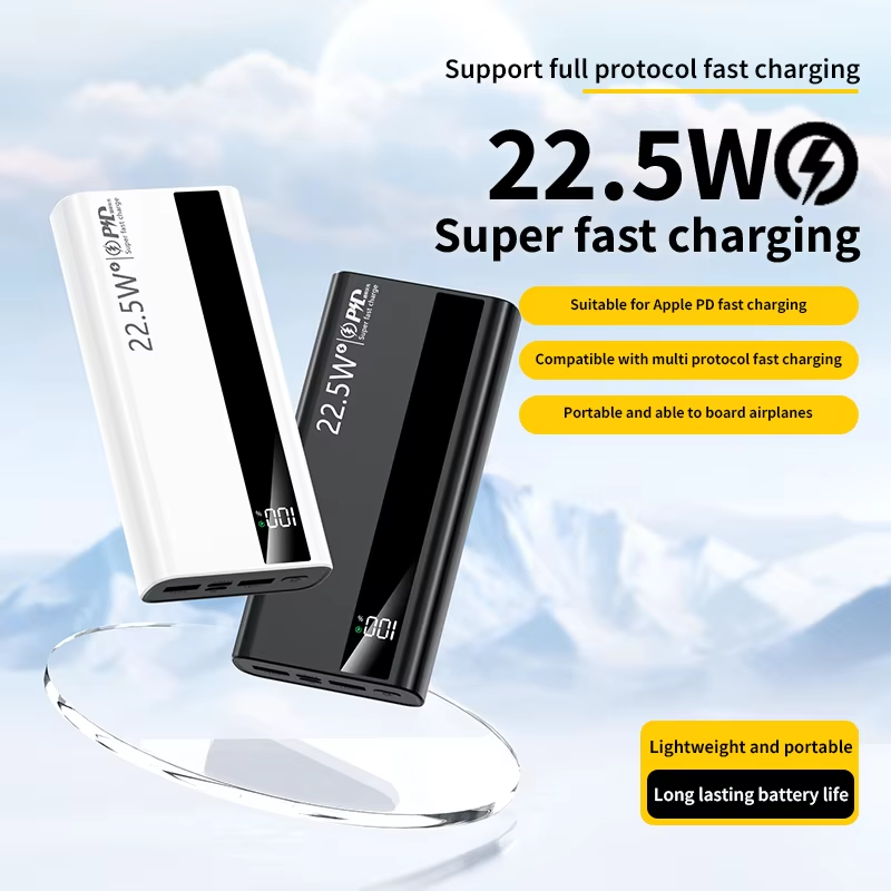New 20000mAh 22.5W Super Fast Charge Power Bank Portable LED Digital Display Powerbank Type-C Dual USB Output Compatible with iPhone&Android