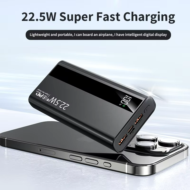 New 20000mAh 22.5W Super Fast Charge Power Bank Portable LED Digital Display Powerbank Type-C Dual USB Output Compatible with iPhone&Android