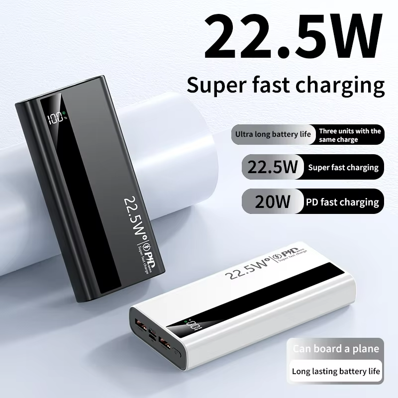 New 20000mAh 22.5W Super Fast Charge Power Bank Portable LED Digital Display Powerbank Type-C Dual USB Output Compatible with iPhone&Android