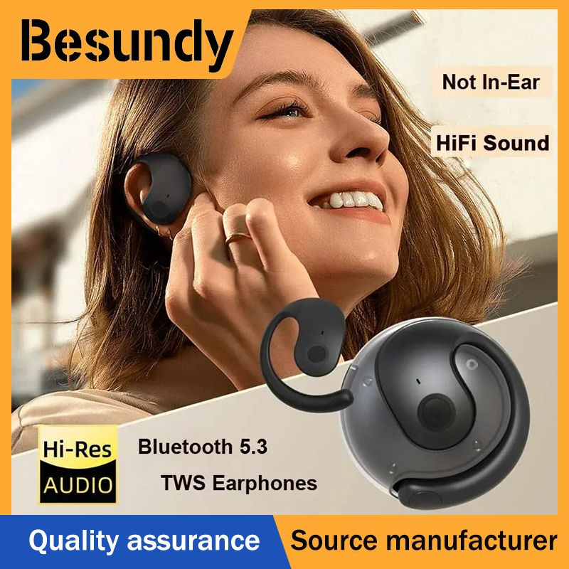 New Wireless Bluetooth Earphones with Mics Ear Hook Earphone HiFi Stereo Sound Noise Reduction Earbuds Not-in Ear Earphone For iPhone Android