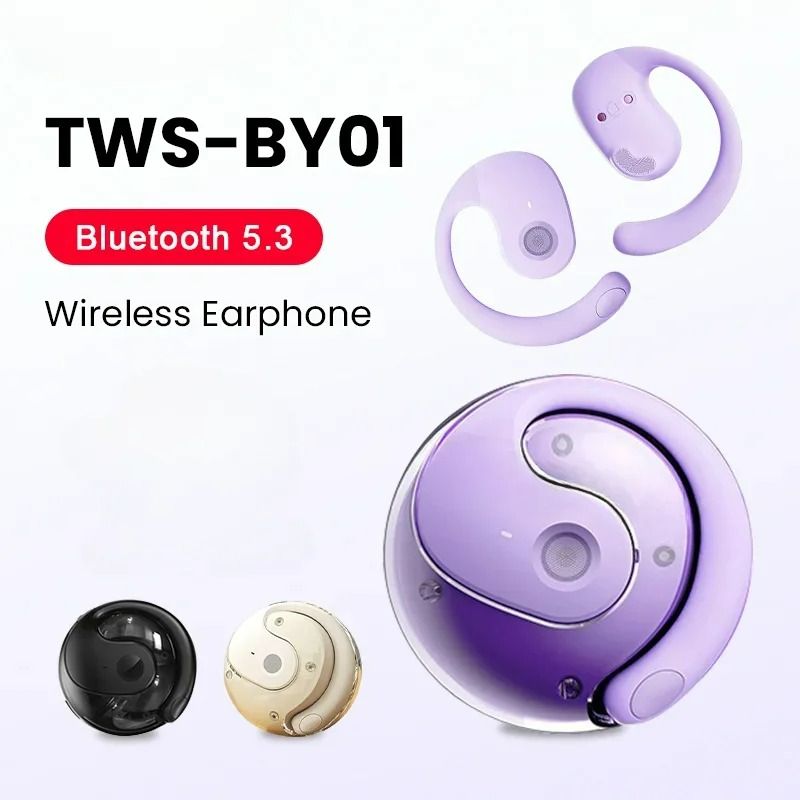 New Wireless Bluetooth Earphones with Mics Ear Hook Earphone HiFi Stereo Sound Noise Reduction Earbuds Not-in Ear Earphone For iPhone Android