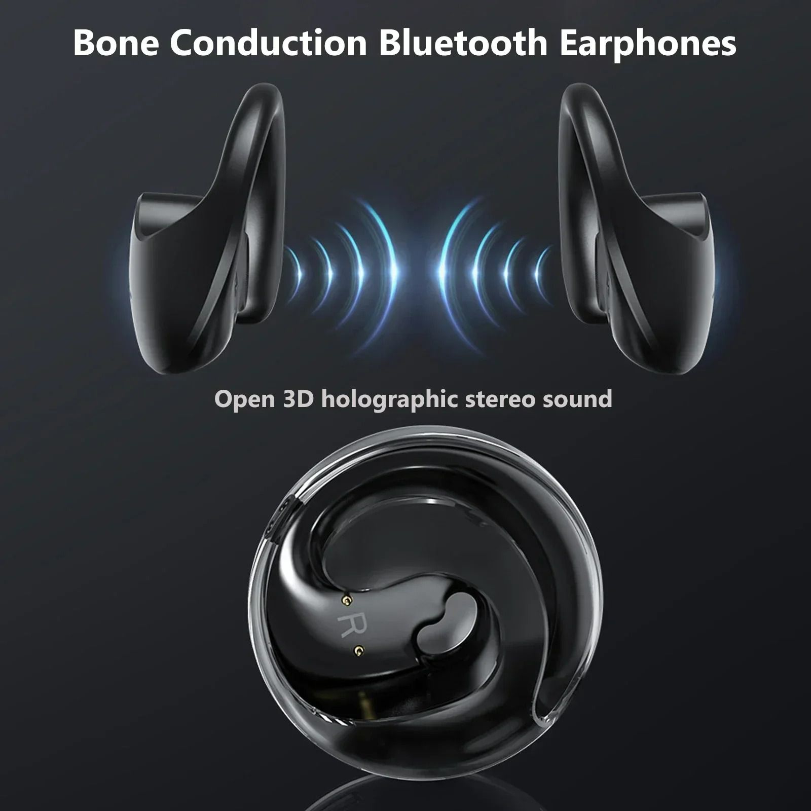 New Wireless Bluetooth Earphones with Mics Ear Hook Earphone HiFi Stereo Sound Noise Reduction Earbuds Not-in Ear Earphone For iPhone Android