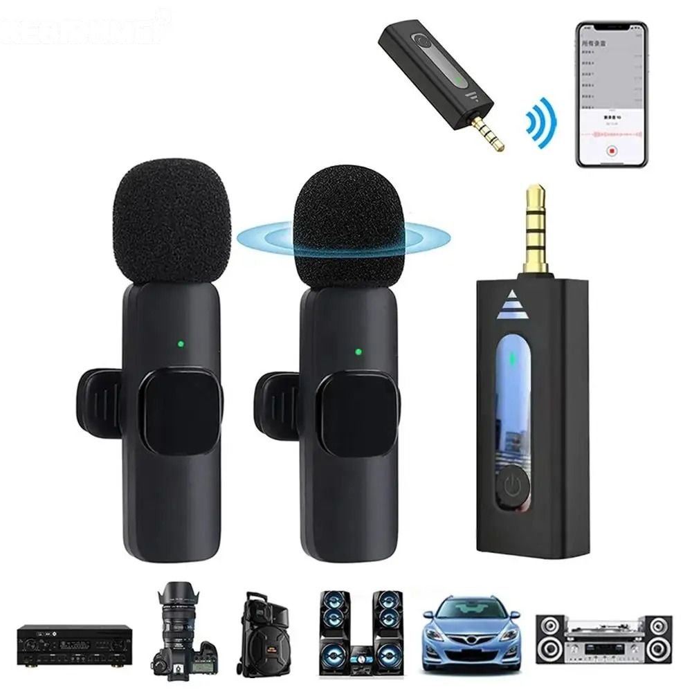 Wireless 3.5mm Wireless Lavalier Lapel Microphone Portable Audio Video Recording Omnidirectional Condenser Mic for Camera Speaker Smartphone Recording Mic for Youtube Tiktok