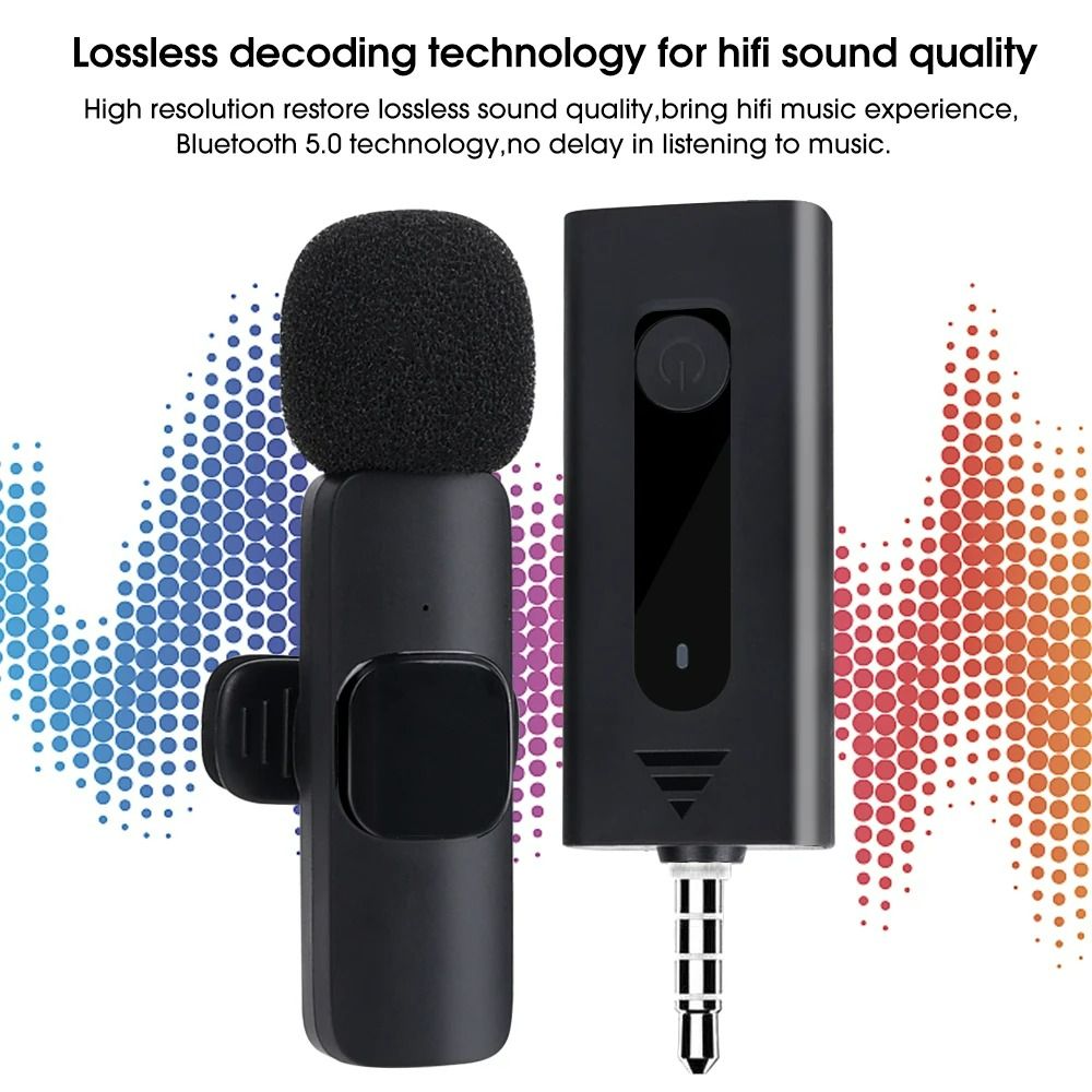 Wireless 3.5mm Wireless Lavalier Lapel Microphone Portable Audio Video Recording Omnidirectional Condenser Mic for Camera Speaker Smartphone Recording Mic for Youtube Tiktok
