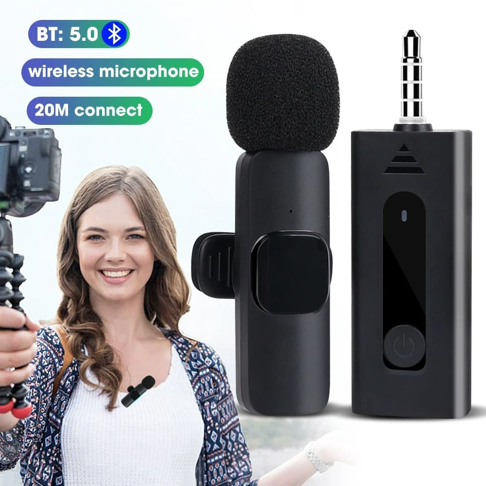 Wireless 3.5mm Wireless Lavalier Lapel Microphone Portable Audio Video Recording Omnidirectional Condenser Mic for Camera Speaker Smartphone Recording Mic for Youtube Tiktok