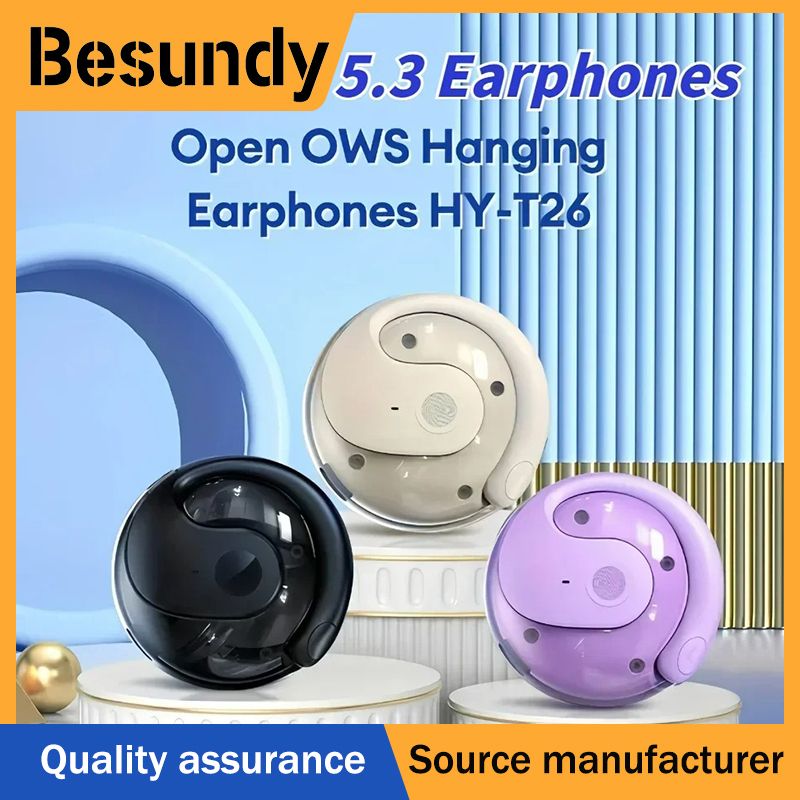 New Wireless Bluetooth Earphones with Mics Ear Hook Earphone HiFi Stereo Sound Noise Reduction Earbuds Not-in Ear Earphone For iPhone Android