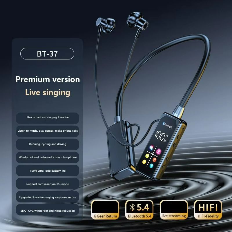 New Neckband Headphones Bluetooth KG10 In-Ear Karaoke Monitor 48H Playtime HD Stereo Sound ENC Noise Canceling IPX4 Waterproof Hands-Free