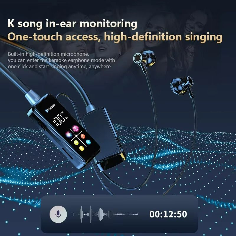 New Neckband Headphones Bluetooth KG10 In-Ear Karaoke Monitor 48H Playtime HD Stereo Sound ENC Noise Canceling IPX4 Waterproof Hands-Free
