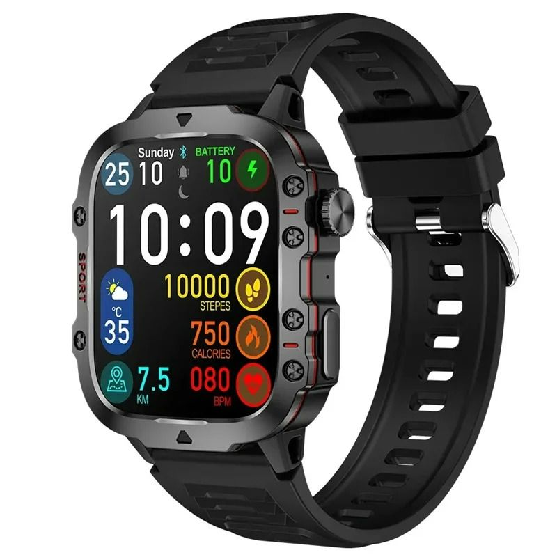 2025 New Rugged Outdoor Military Smartwatch GPS Men Flashlight Wireless Call Waterproof Sport Tracker 100+ Sports Modes HD Bluetooth Call Smart Watch