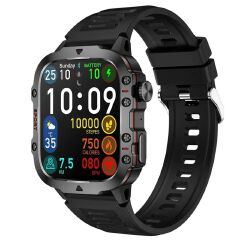 New Steel Strip Flagship Smartwatch H19 Rugged Outdoor Military Smart Watch GPS Men Flashlight Wireless Call Waterproof Sport Tracker 100+ Sports Modes HD Bluetooth Call Smart Watch