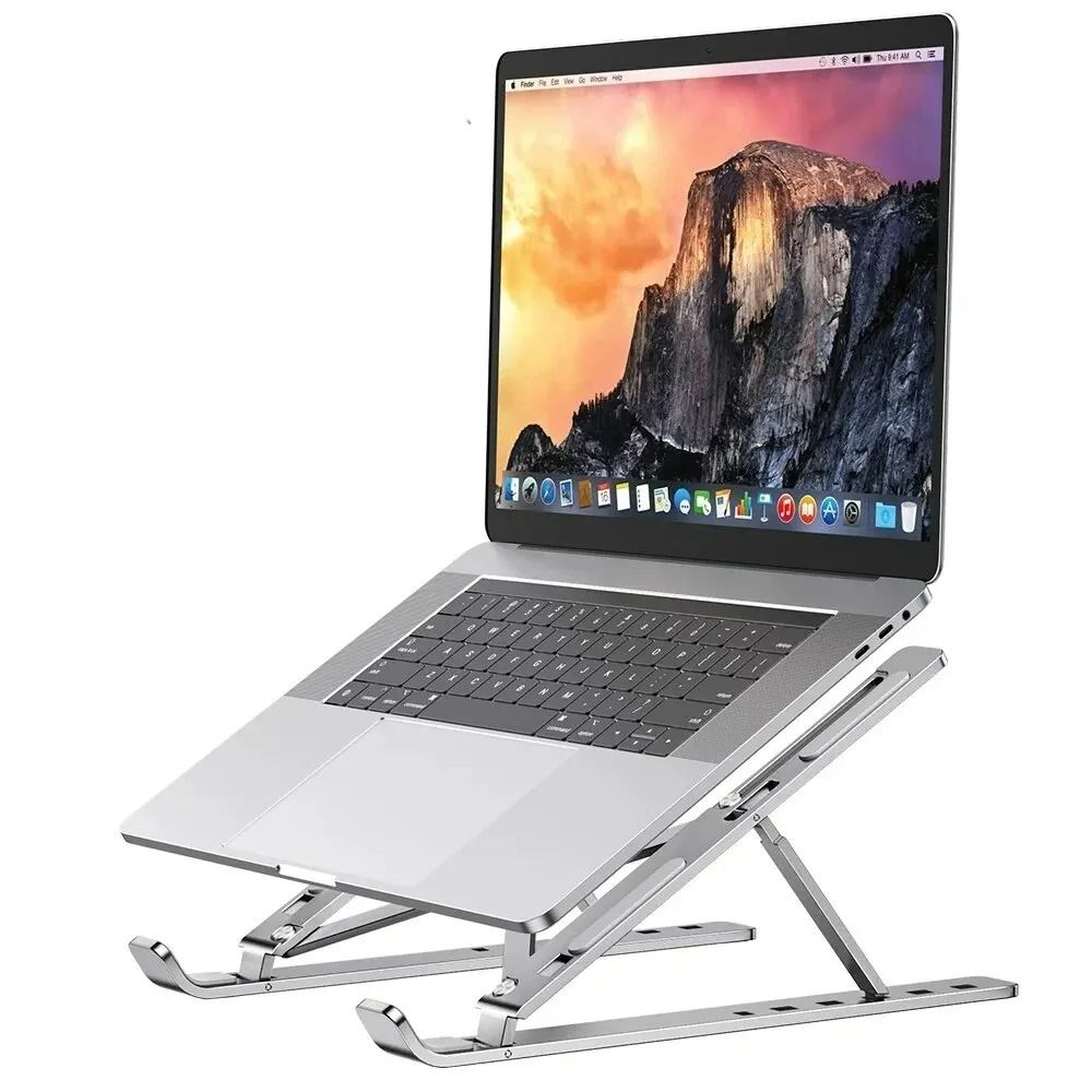 18 Inches Aluminium Alloy Foldable Laptop Stand Laptop Holder Riser Portable Adjustable Aluminum Notebook Stand Computer Stand 7 Angles for MacBook Tablets