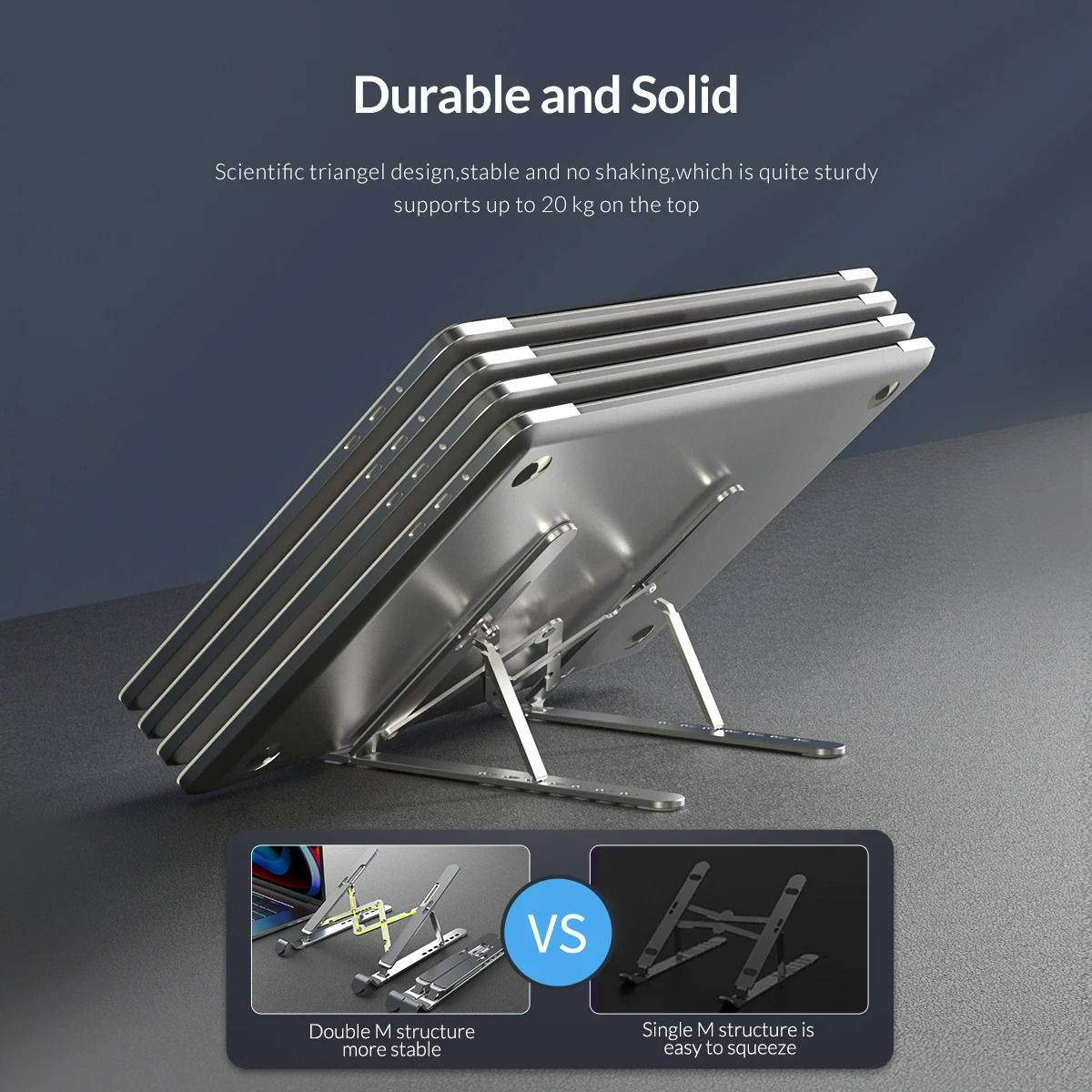 18 Inches Aluminium Alloy Foldable Laptop Stand Laptop Holder Riser Portable Adjustable Aluminum Notebook Stand Computer Stand 7 Angles for MacBook Tablets
