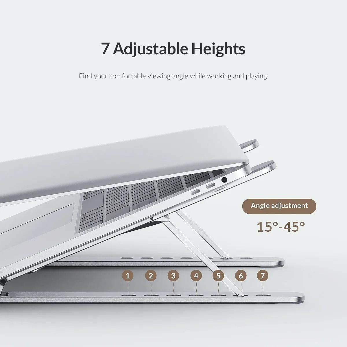 18 Inches Aluminium Alloy Foldable Laptop Stand Laptop Holder Riser Portable Adjustable Aluminum Notebook Stand Computer Stand 7 Angles for MacBook Tablets