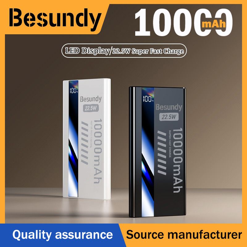 10000mAh Super Fast Charge Power Bank Portable LED Digital Display Powerbank Type-C Dual USB Output Compatible with iPhone&Android