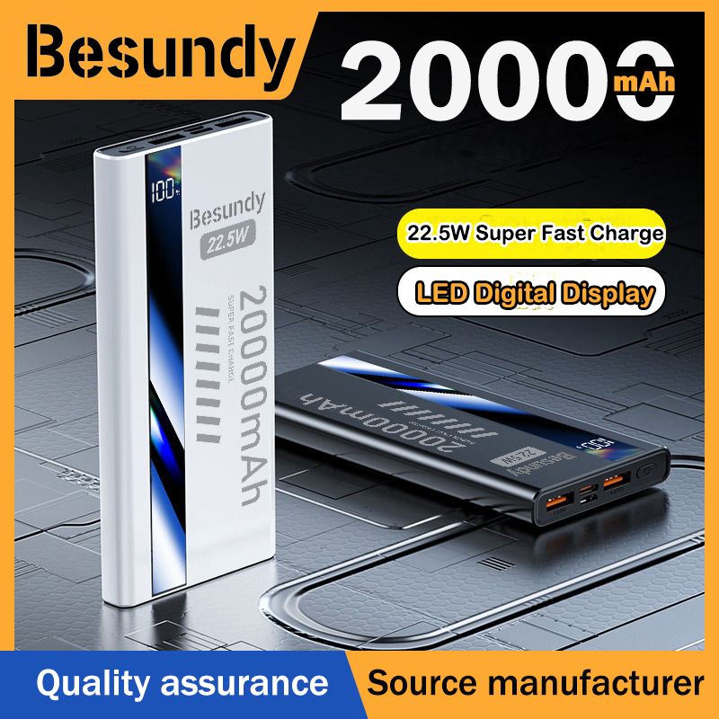 Super Fast Charge 20000mAh 22.5W Power Bank Portable LED Digital Display Powerbank Type-C Dual USB Output Compatible with iPhone&Android
