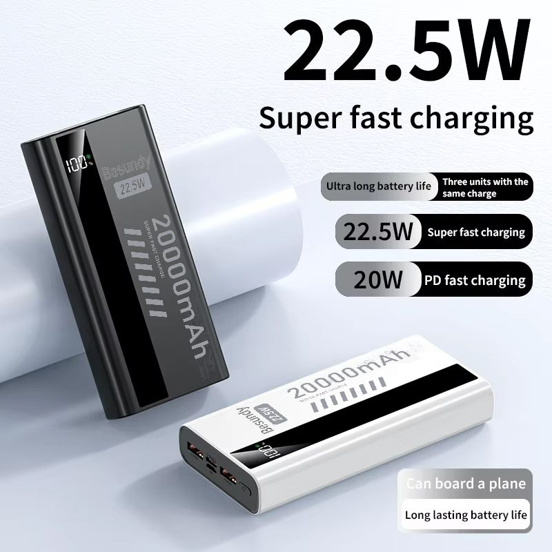 Super Fast Charge 20000mAh 22.5W Power Bank Portable LED Digital Display Powerbank Type-C Dual USB Output Compatible with iPhone&Android