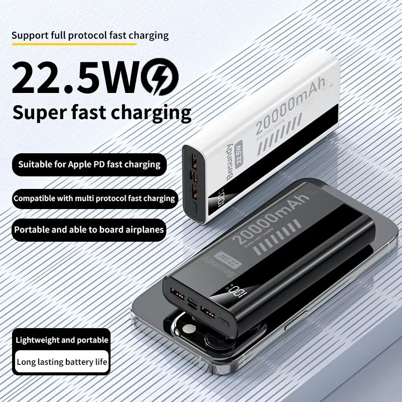 Super Fast Charge 20000mAh 22.5W Power Bank Portable LED Digital Display Powerbank Type-C Dual USB Output Compatible with iPhone&Android