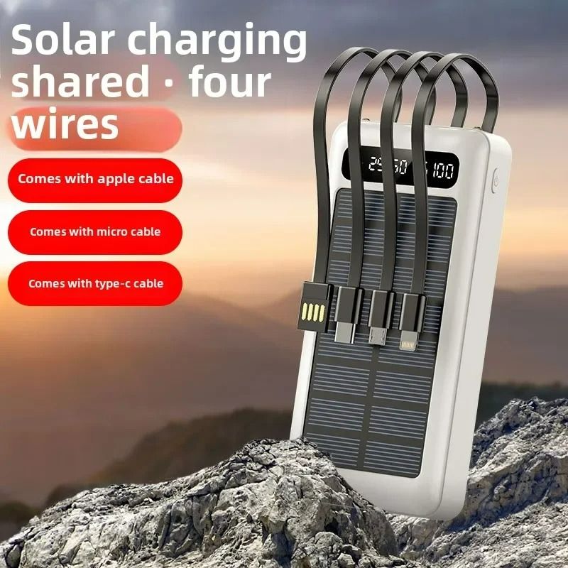 Outdoor Solar Power Bank 20000mAh Portable Fast Charger Power Banks with Compass Torch Powerbank LED Lighting Dual USB Outputs For Camping Travel