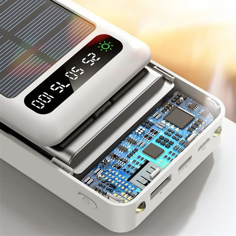 Outdoor Solar Power Bank 20000mAh Portable Fast Charger Power Banks with Compass Torch Powerbank LED Lighting Dual USB Outputs For Camping Travel