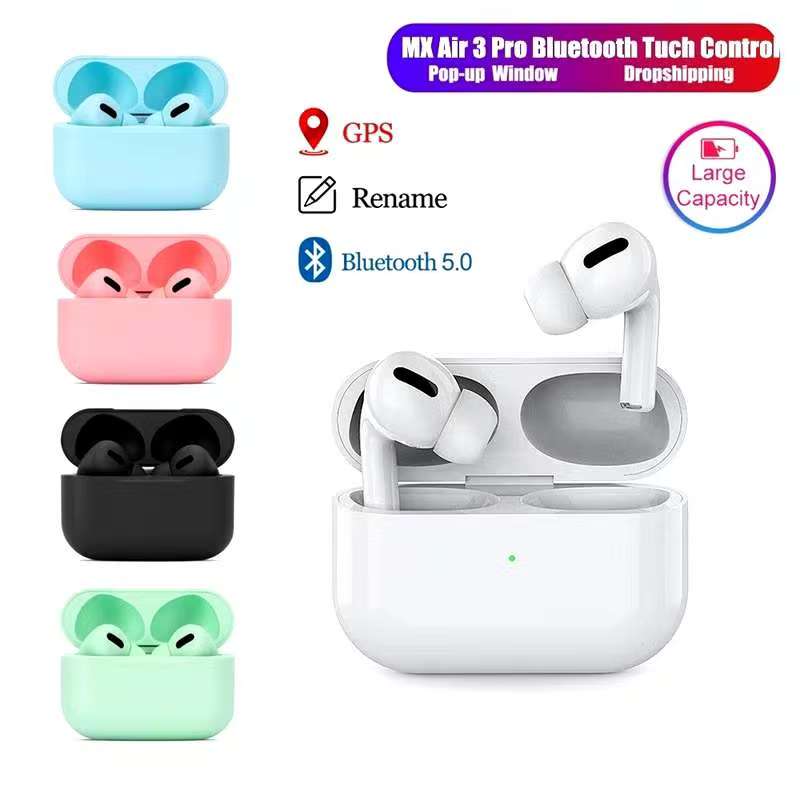 Air Pod 3 Wireless Bluetooth Earpods Noise Cancelling Earbuds Bluetooth Earphon5.0 Matte Sweatproof Earphones Binaural Headset Touch Control  Charging Case Included Compatible with Apple & Android