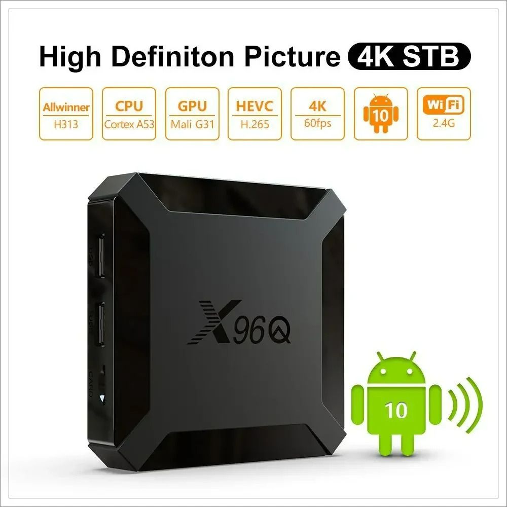 X96Q Clearer TV Box Android 14.0 4K Allwinner H313 Quad Core 2.4G Wifi Google Player Youtube Media Player X96 Smart Set Top Box