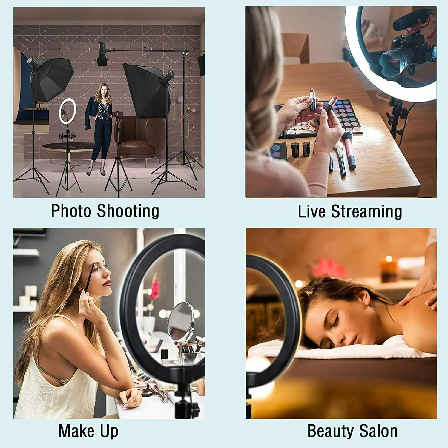 Besundy 2.1M Tripod Stand with 10 Inch LED Ring Light- Dimmable Beauty Ringlight Three colors adjustable for Selfie Live Stream/Makeup/Youtube/Tiktok Video