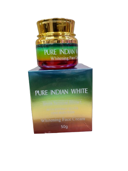 Pure Indian White Whitening Face Cream Lightens Skin Tone, Reduces Dark Spots, Hydrates, Anti-aging, Soothes Irritation, Improves Elasticity.